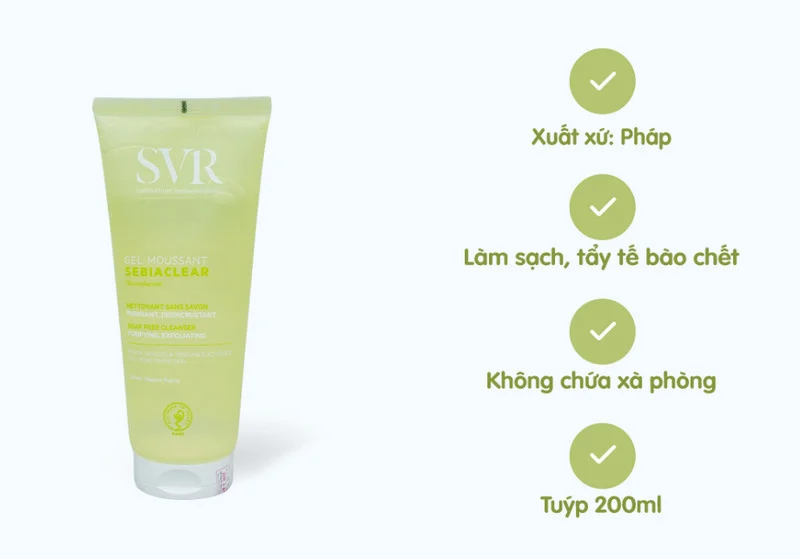 Sữa rửa mặt dạng gel không xà phòng SVR Sebiaclear Gel Moussant