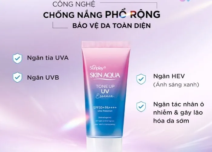 Kem chống nắng dành cho da khô mụn Sunplay Skin Aqua Tone Up UV Essence