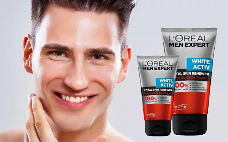 L'Oreal Men Expert White Active Volcano Brightening dưỡng sáng da, tẩy tế bào chết ấn tượng