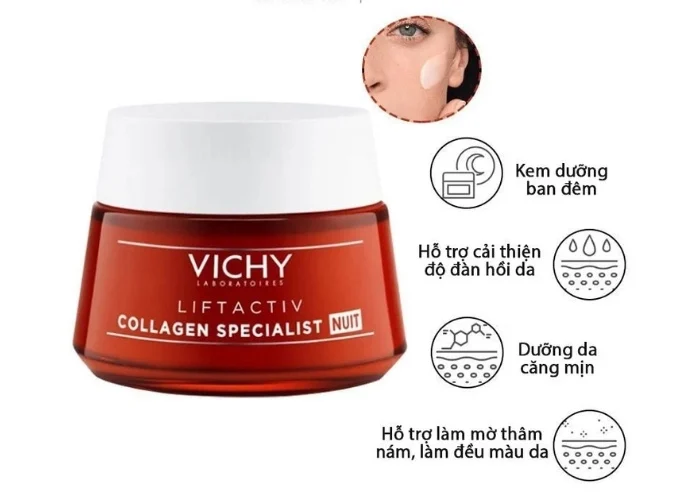 Kem dưỡng trắng da mờ nám ban đêm Vichy collagen 